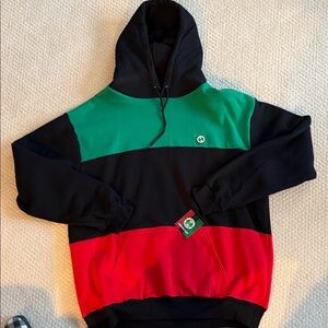 Colorblock Hoodie - Black, Green, and Red